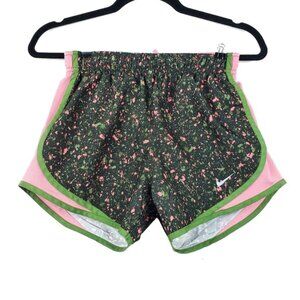 Nike Womens Dri-Fit Pink Green Logo Running Shorts Size XS